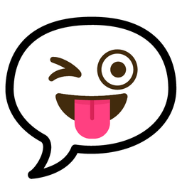 winking face with tongue and speech balloon