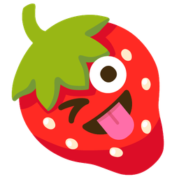 winking face with tongue and strawberry