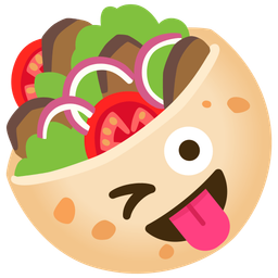 winking face with tongue and stuffed flatbread