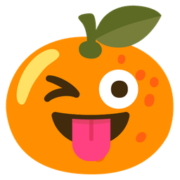 winking face with tongue and tangerine