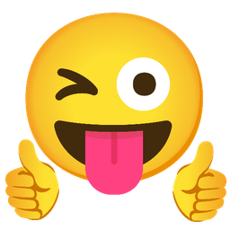 winking face with tongue and thumbs up