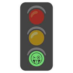 winking face with tongue and vertical traffic light