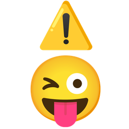 winking face with tongue and warning