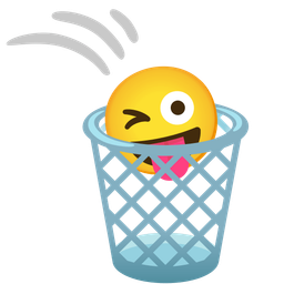 winking face with tongue and wastebasket