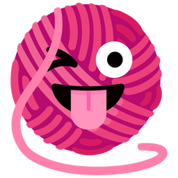 winking face with tongue and yarn