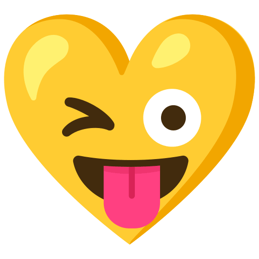 Winking face with tongue and Yellow heart
