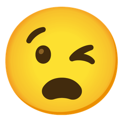 winking face and anguished face