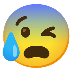 winking face and anxious face with sweat