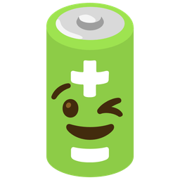 winking face and battery