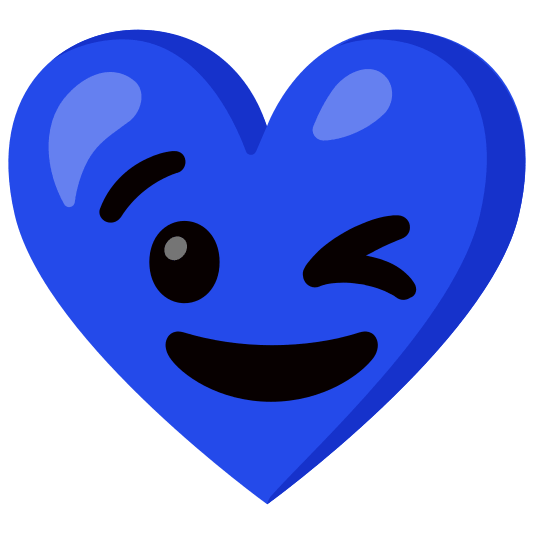 Winking face and Blue heart