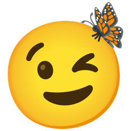 winking face and butterfly