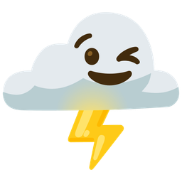 winking face and cloud with lightning