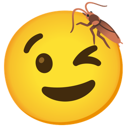 winking face and cockroach