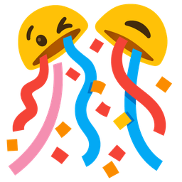 winking face and confetti ball