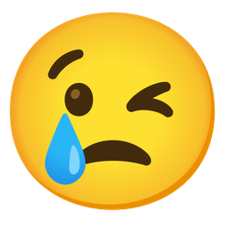 winking face and crying face