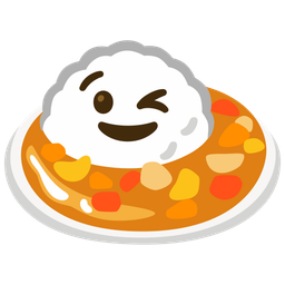 winking face and curry rice