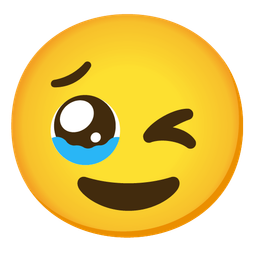 winking face and face holding back tears