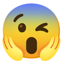 winking face and face screaming in fear