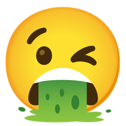 winking face and face vomiting