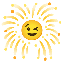 winking face and fireworks