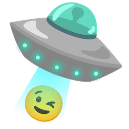 winking face and flying saucer