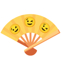 winking face and folding hand fan