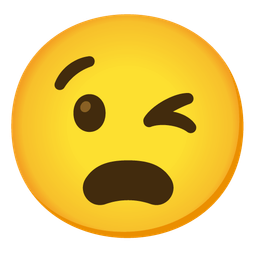 winking face and frowning face with open mouth