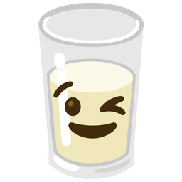 winking face and glass of milk