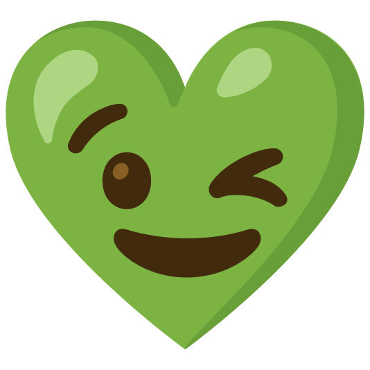 Winking face and Green heart