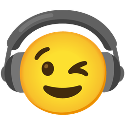 winking face and headphone