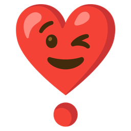 winking face and heart exclamation