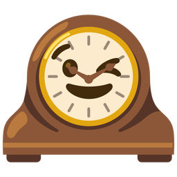 winking face and mantelpiece clock