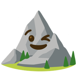 winking face and mountain