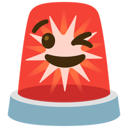 winking face and police car light