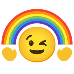 winking face and rainbow