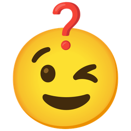 winking face and red question mark