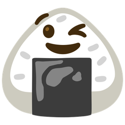 winking face and rice ball