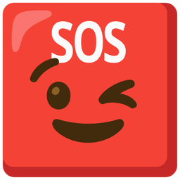 winking face and SOS button