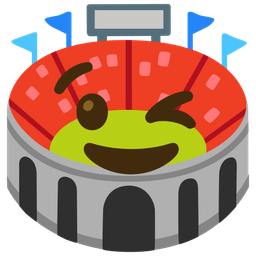 winking face and stadium
