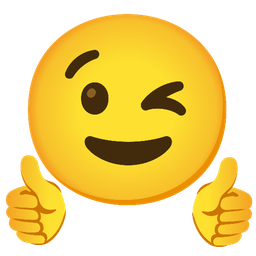 winking face and thumbs up