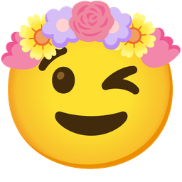 winking face and tulip