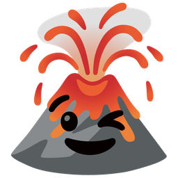 winking face and volcano