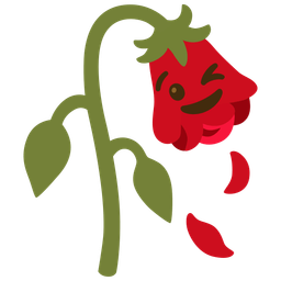 winking face and wilted flower