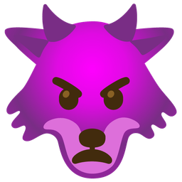 Wolf and Angry face with horns