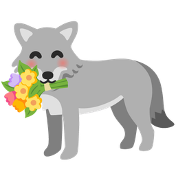 wolf and bouquet