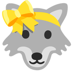 Wolf and Heart with ribbon