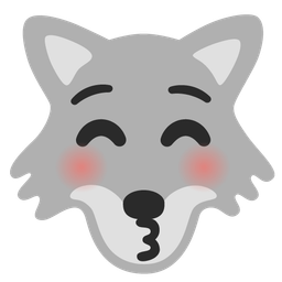 Wolf and Kissing face with closed eyes