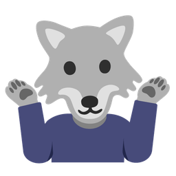 Wolf and Person shrugging