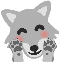 Wolf and Smiling face with open hands