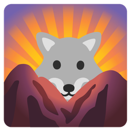 Wolf and Sunrise over mountains